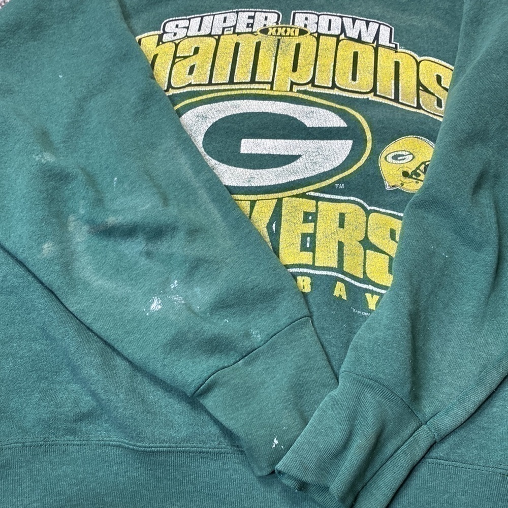 Vintage Delta Green Bay Packers Super Bowl Champions Green Crew Sweatshirt L 90s - Picture 6 of 8